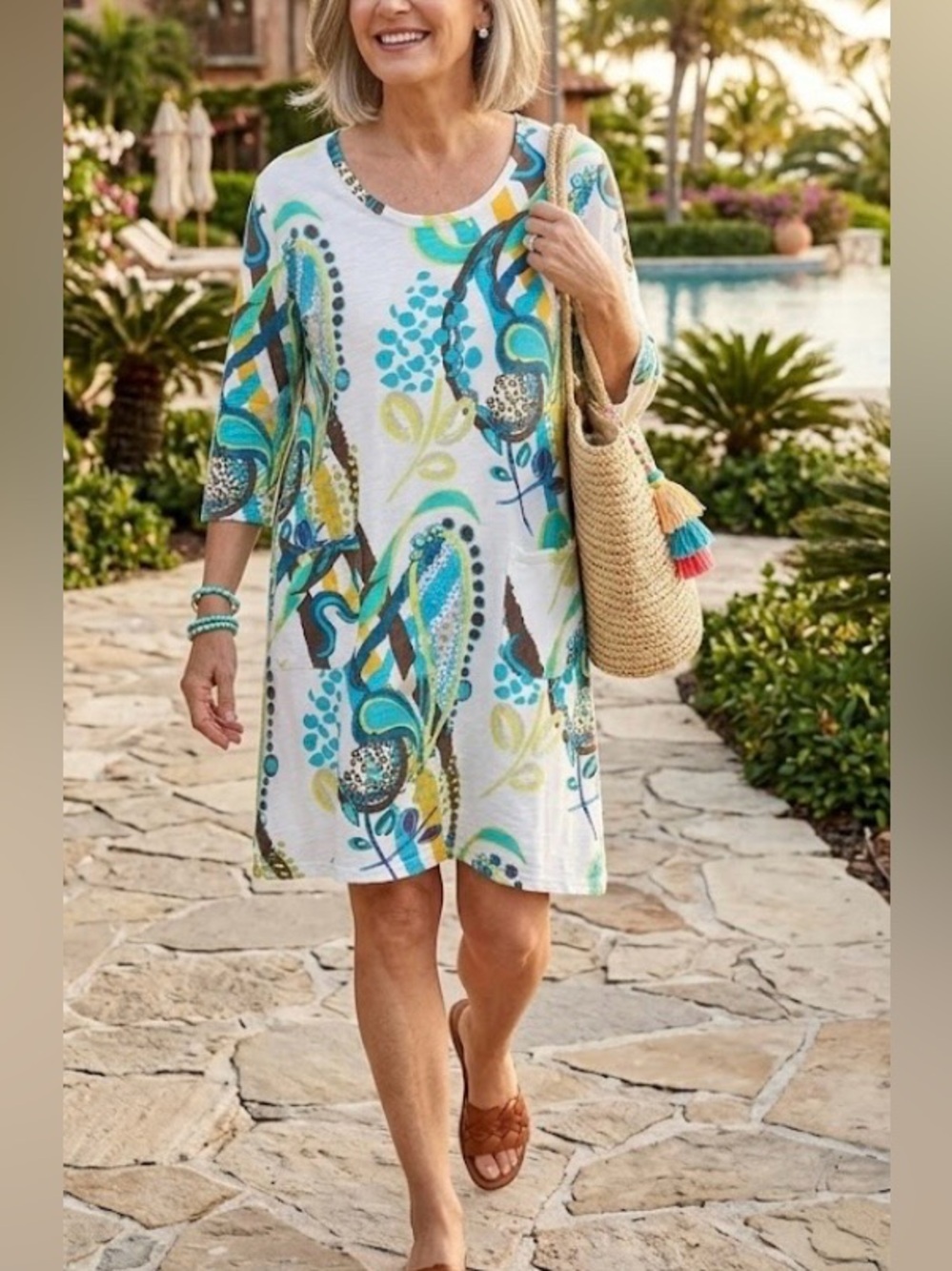 FRESH PRODUCE 100%
Cotton Rio Boca Dress relaxed fit short sleeve beach XL